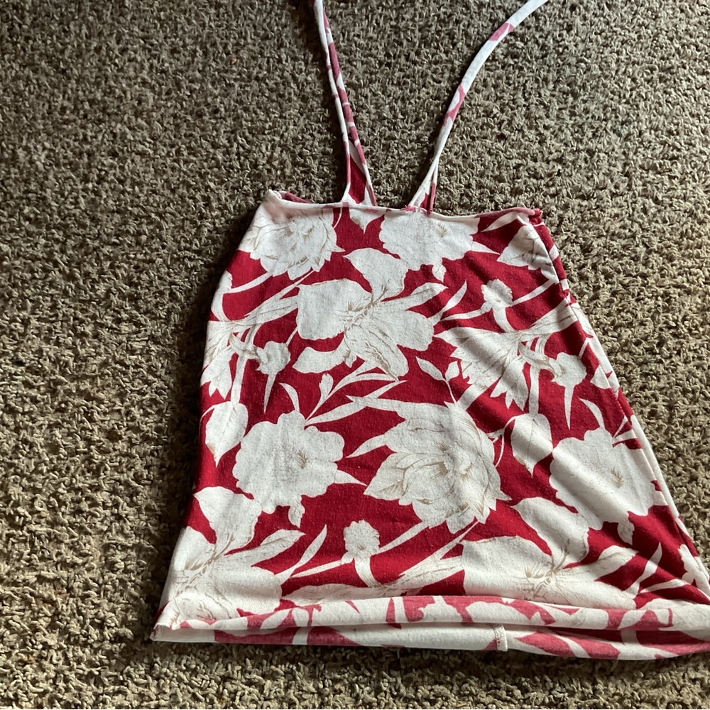 Floral Red and White halter top.